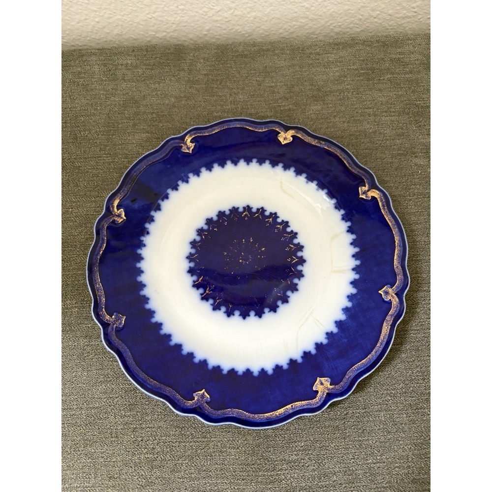 Antique Flow Blue 8" Plate Backstamped THE MARQUIS Grindley England